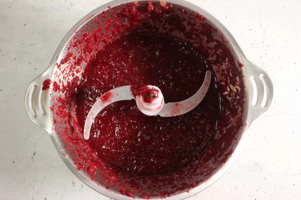 blended beets and fruits in a mixer